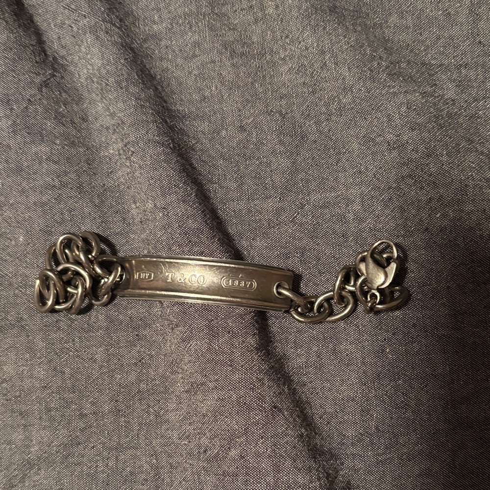 J8 Tiffany & Co. Silver ID Bracelet Titanium Mens